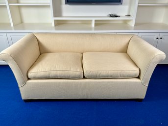 Yellow Cotton Love Seat With Rolled Arms - Two Cushion