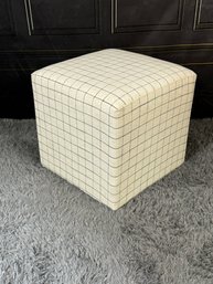 Threshold Lynwood Cream & Charcoal Check Pattern Fabric Cube Stool