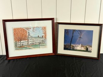 Framed Signed Dartmouth Watercolor And Pen And Framed Signed Dartmouth Undying Photo