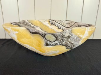 Large Decorative Sonora Onyx Bowl - Palacek - Purchased For $1600.00 - Black, Grey, Caramel