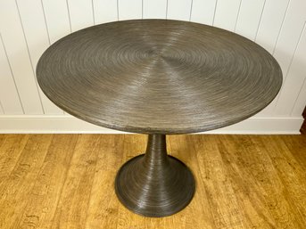 Round Ribbed Entry Table - Brown