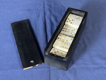 CB2 Stone Domino Set With Brass Inlay