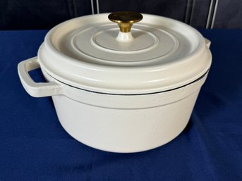 Aidea Enameled Cast Iron Dutch Oven - Cream With Brass Accent