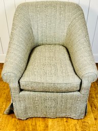 Modern Large Swivel Arm Chair - Greens And Cream