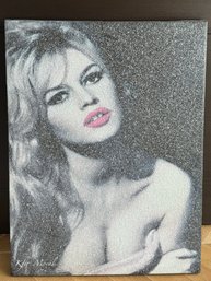 Kfir Moyal Customized Art Photo Covered In Swarovski - 'PINK' Brigitte Bardot Pop Art Mixed Media On Canvas -