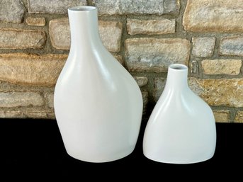 Pair Of Jonathan Adler White Ceramic Vases
