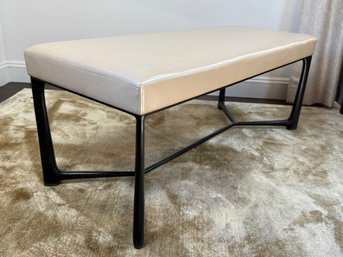 Holly Hunt Bronze And Tan Leather Bench