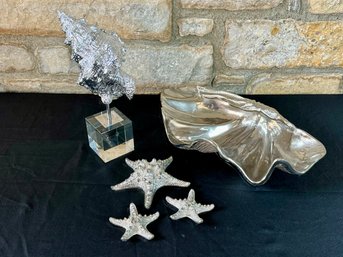 Collection Of Decorative Metal Shells - Silver Metal