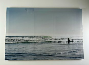 Large Scale Photograph Printed On Acrylic - Surfers In The Ocean