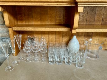 Large Collection Of Simon Pearce Glassware , Ice Bucket And White Vase