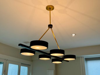 Modern Black And Brass Metal Chandelier - Six Light - Purchased For $1400.00