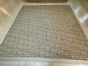 Custom Greek Key Area Rug - Tan And Brown Sisal With Grey Binding - 10' By 10' - Purchased For $3620.00