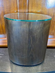 Small Egg Shaped Dark Wood Glass Top Side Table
