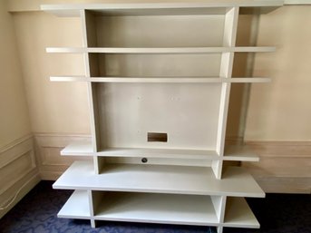Large Modern Tan Painted Entertainment Shelving Unit - VERY HEAVY