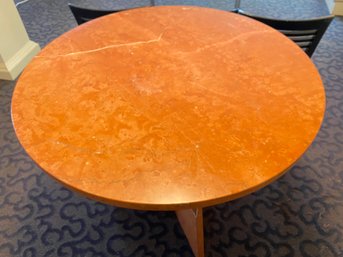 Stunning Coral Red Marble High Top Table With Three Loewenstein Chairs With Rust Fabric
