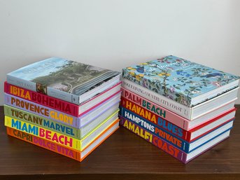 Collection Of Nine Assouline Travel Series Coffee Table Books Plus Three Additional Design Books