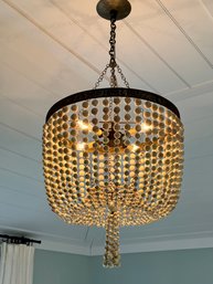 Antique Brass Wire With Stain Crackle Beads Four Light Chandelier - Purchased For $2520.00