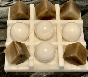 Williams Sonoma Home Alabaster Tic Tac Toe Set - White & Brown