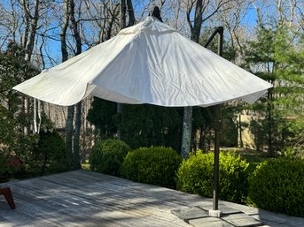 White Sunbrella Cantilever Umbrella - Needs To Be Cleaned