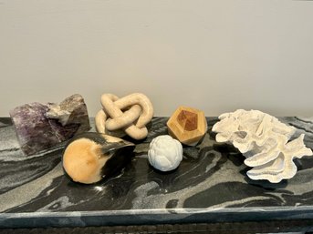 Five Piece Collection Of Stone, Ceramic, & Wood Decor