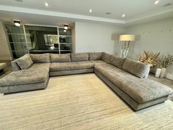 Large Scale Century Grey Velvet Sectional - Purchased For $9238.00