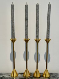 Set Of Four Brass Candlesticks