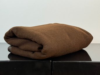 Ralph Lauren Chocolate Brown And Charcoal Grey Throw Blanket - Alpaca And Wool With Leather Binding