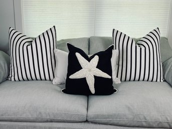 Collection Of Navy And White Throw Pillows - Starfish Is Ankasa Harbor And Three Are Custom