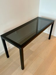 Black Metal Frame & Dark Glass Top Small Dining Table