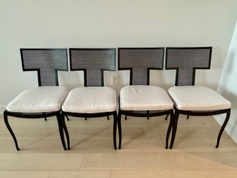 Made Goods Hadley Black Metal Boucle Dining Chairs With White Cushions - Purchased For $1850 Each