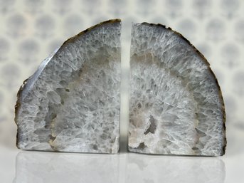 White Geode Book Ends
