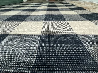 EQ3 Earl Area Rug - Navy & Cream Check Pattern