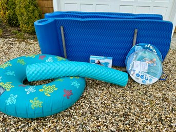 Collection Of Pool Floats And Organizer