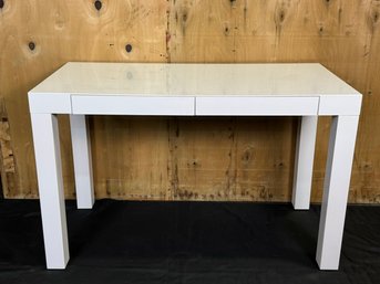 White Lacquer West Elm Two Drawer Desk