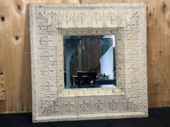 Urban Artifacts Pressed Tin Mirror With Beveled Edge - Sand Colored