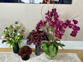 Collection Of Faux Flowers In Maroons