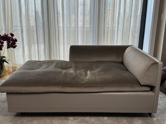 Taupe Leather And Upholstered Settee On Metal Frame  - Purchased For $18k