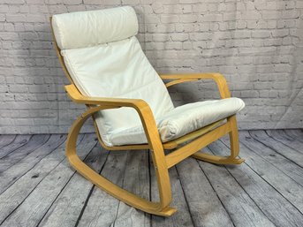 Ikea Paong Rocking Chair - Birch With White Cushion