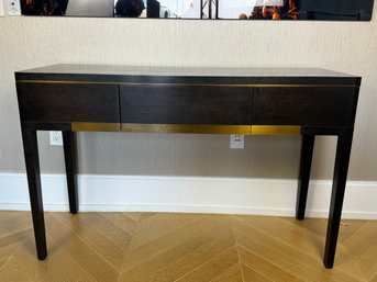 Holly Hunt Three Drawer Dark Wood And Brass Side Table - Purchased For $11.5k