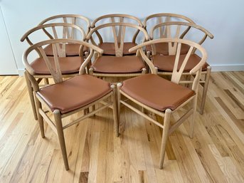 Set Of Eight Carl Hansen And Son Hans Wegner Chairs With Loke Leather Cushions