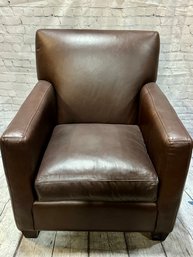 Single Crate And Barrel Chocolate Brown Leather Arm Chair