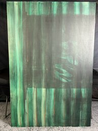 Unsigned Oil On Canvas Over Wood Frame - Greens & Black