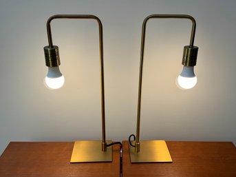 Pair Of CB2 Modern Brass Table Lamps