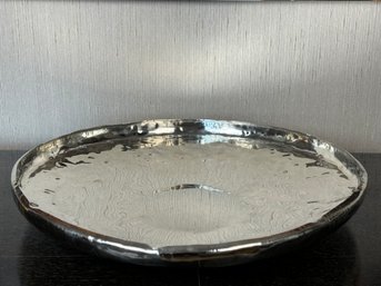 Large Silver Metal Decorative Hammered Bowl