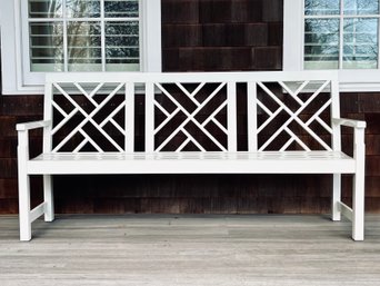 White Painted Wood Bench - For Patio