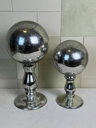 Pair Of Arteriors Decorative Mercury Glass Spheres