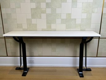 White Marble Top Console On Iron Legs