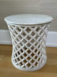 Global Views Marble Arabesque Side Table - Jali Framework