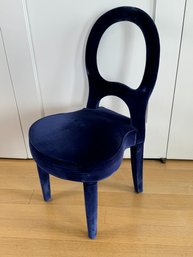 Single Promemoria Italy Blue Velvet Vanity Chair  - Purchased For $4200