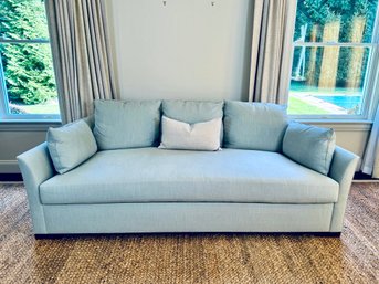 Holly Hunt Pale Blue Grey Villa Sofa On Dark Wood Feet - Single Seat Cushion, 3Back Cushions - $12,405.00